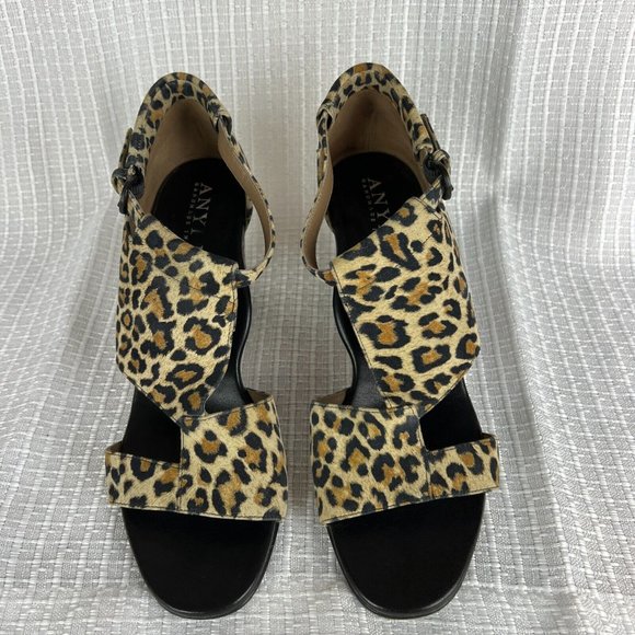 Anyi Lu Sandals 37.5 Nubuck Suede Leopard Open Toe Block Heels Shoes Electra 7 - Picture 8 of 14